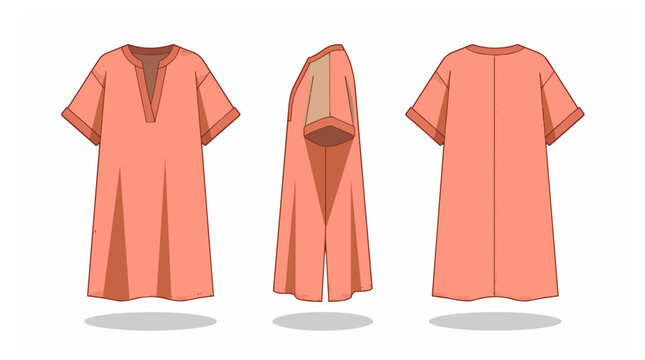 Vector illustration of a salmon colored tunic.