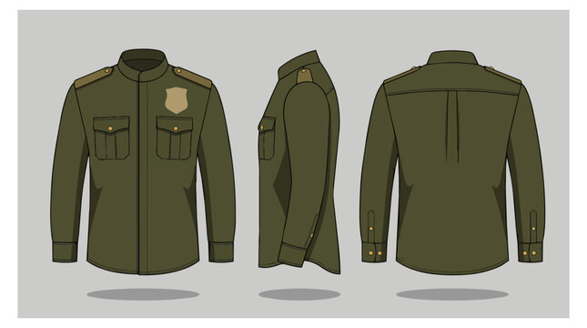 Military style jacket with epaulets and pockets.