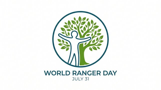World ranger day logo with a person and tree in a circle isolated on white background