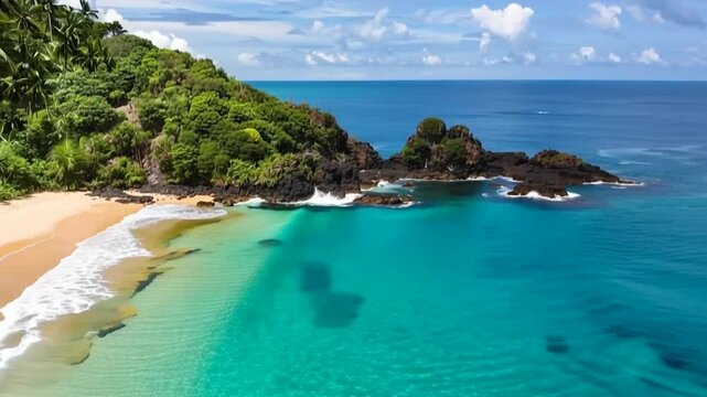 Fernando de Noronha, Brazil. Aerial view. Sancho beach.
