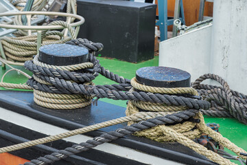 Fototapeta premium Close-up of moored sailboats in a harbor on the Baltic Sea