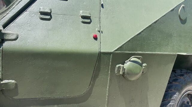 Soviet BTR-152 wheeled armored personnel carrier displayed at Victory Park in Yerevan, Armenia, representing Cold War military history and armored vehicle technology.