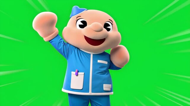 Friendly Healthcare Worker Mascot Illustration