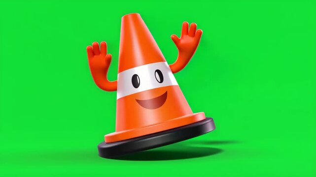 Friendly Traffic Cone Mascot Illustration