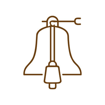 Brown metal bell with clapper.