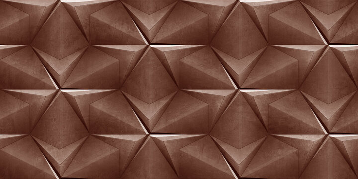 3D geometric texture background with triangular and diamond shapes in a brown hue, creating a sense of depth and modern design