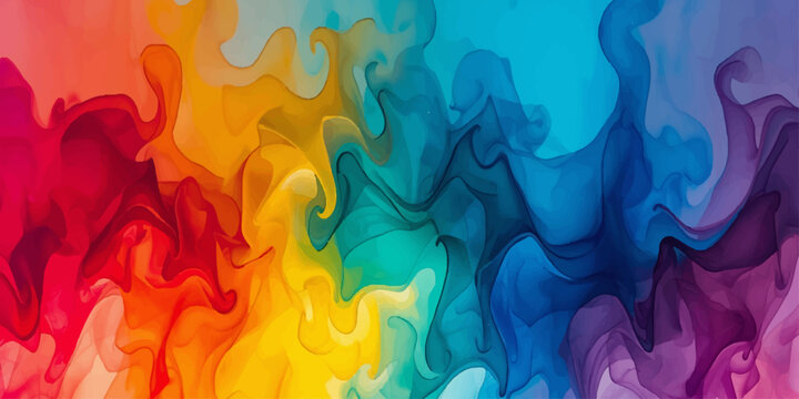 Abstract Colorful Background with Flowing Blue Smoke Waves and Vibrant Light Colors