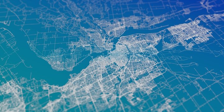 Ottawa (Canada) street map. The style of the map is blue gradient