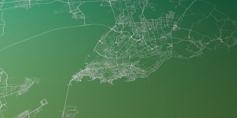 Qingdao (China) street map. The style of the map is green gradient © Hairem