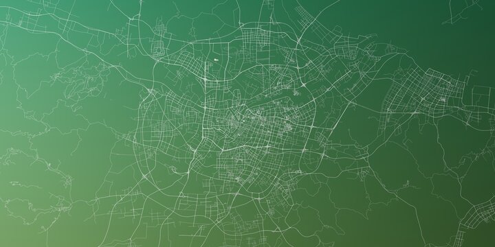 Ningbo (China) street map. The style of the map is green gradient