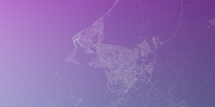 Cartagena (Colombia) street map. The style of the map is purple gradient