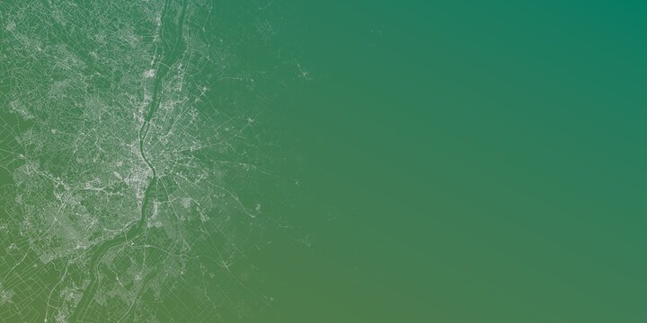 Budapest (Hungary) street map. The style of the map is green gradient