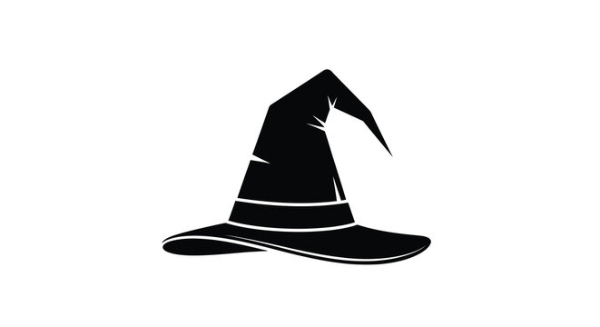 Witch hat silhouette on transparent background high quality