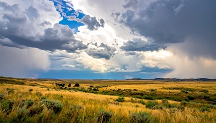 Fototapeta premium Dramatic stormy weather over open landscape.