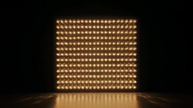 bright led panel light glowing with grid pattern in sequence