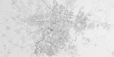 Puebla City (Mexico) street map. The style of the map is black lines © Hairem