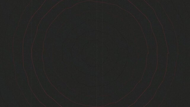 Abstract red concentric circle pattern expanding and pulsing on dark background motion clip.
