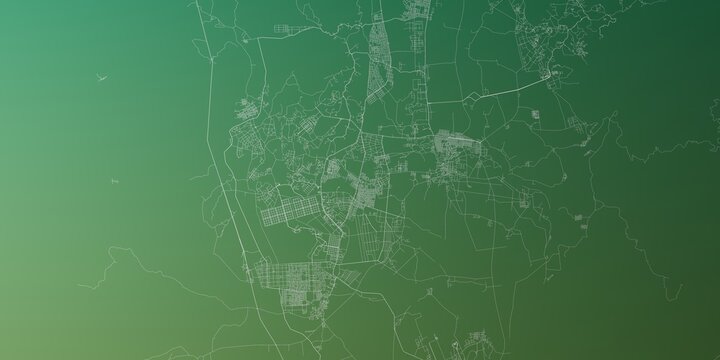 Naypyidaw (Myanmar) street map. The style of the map is green gradient
