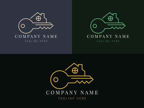 Real estate key logo design concept