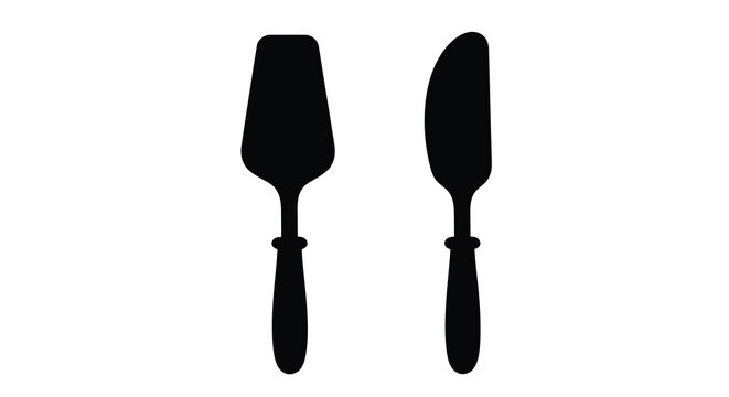 Cake server and knife silhouette on transparent background
