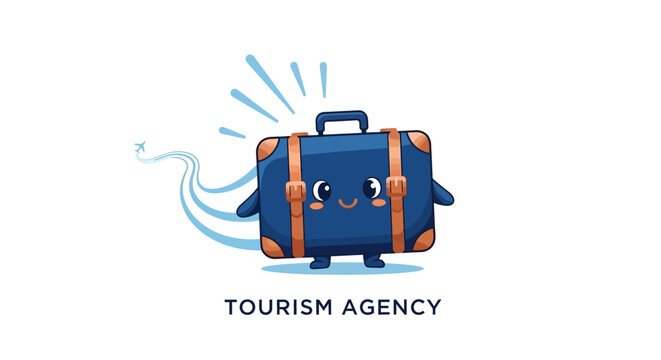 Whimsical Blue Suitcase Character for a Tourism Agency - A Fun and Friendly Travel Companion