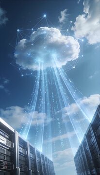 Cloud computing data center technology digital cloud storage server network security big data connection cybersecurity internet futuristic storage infrastructure secure online service innovation