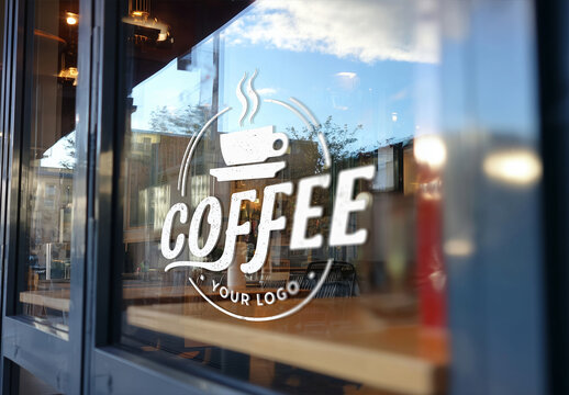 Window Glass Logo Decal Close-up Mockup
