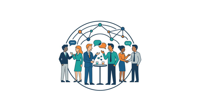 Diverse group of people networking together.