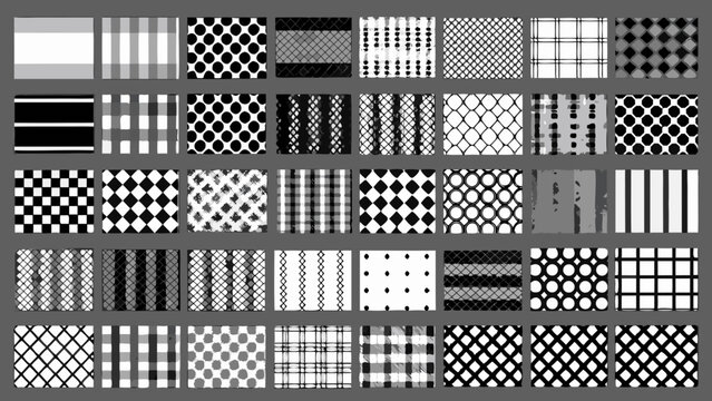 Assorted geometric patterns a collection of monochrome vector illustrations on a gray background pattern designs