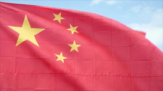 China's Waving Flag Repeating, Realistic Fabric Texture Animation