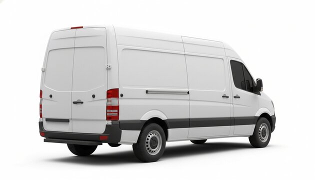 White cargo delivery van mockup on white background