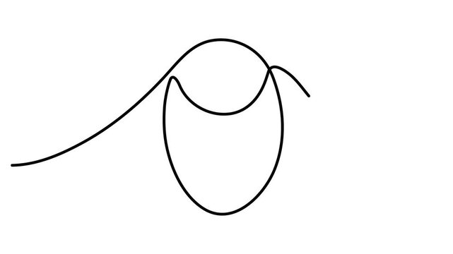 Animated self drawing of Continuous line drawing of an abstract oval shape with a wave pattern. Full length one line animation. 4K video