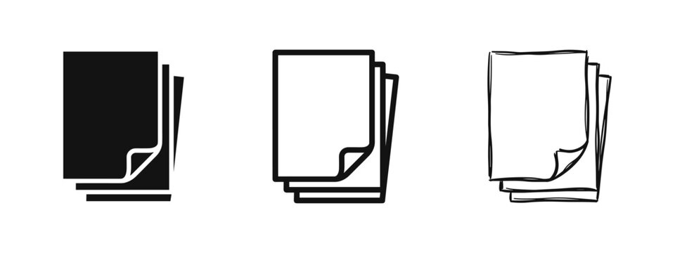 Stack of Papers Document Icon Set for Office Work and File Management