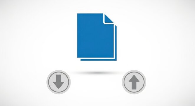 Blue document icon with upload and download buttons