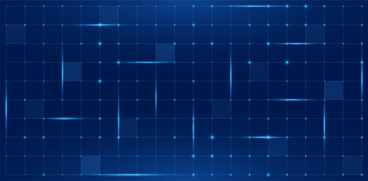 Futuristic HUD digital screen grid pattern. Blue sci fi tech radar blueprint background vector. Green cyber vr game UI dashboard data interface interactive layout.