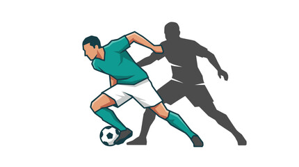 Fototapeta premium Pixel art soccer player dribbling with a ball and a dynamic shadow, perfect for retro game design