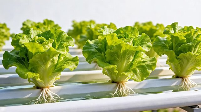 Lettuce plants growing in water