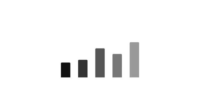 Simple bar chart graph with increasing bars in shades of gray on white background