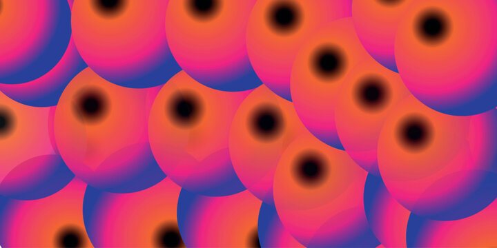Neon Bubbles, Glowing Spheres, Pink Blue Gradient Vector Illustration, Abstract Background