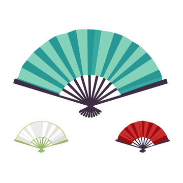 Flat design illustration of three folding fans