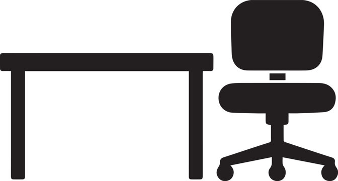 Corporate Office Desk and Swivel Chair Icons