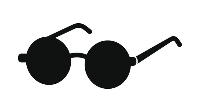 Round Eyeglasses Silhouette Icon.