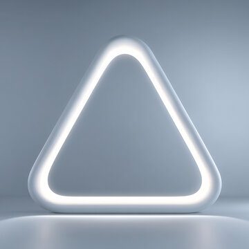 Illuminated white triangle frame with rounded corners for modern graphic design