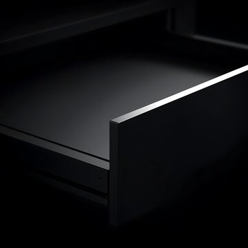 Open drawer box with dramatic lighting, empty interior