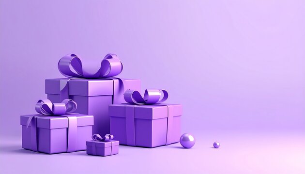 A 3D rendering of a pyramid-shaped stack of gift boxes in various sizes