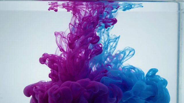 Ink or dye mixing in water, fluid color motion