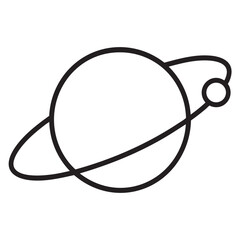 Saturn planet icon with black rings and moon © nur