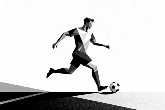 Dynamic low-poly soccer player illustration for sports design