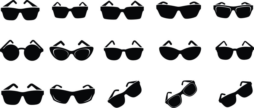 Vector sunglasses icons set various black shades and styles