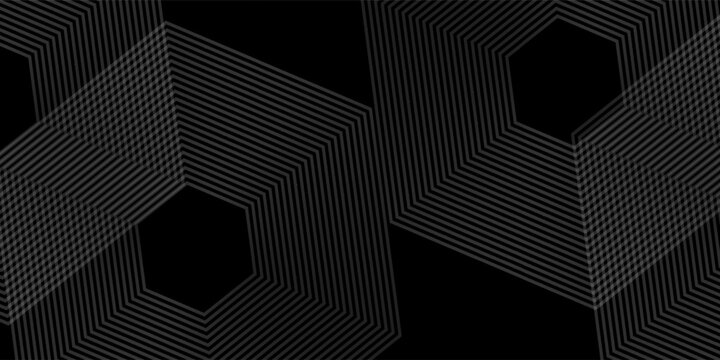 Futuristic Cyber Black Hexagon Network Lines Abstract Digital Data Grid Background